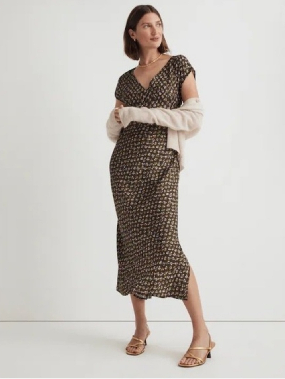 Madewell Cupro And Viscose Flowy Green Floral Maxi Dress, Size 8